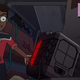 The animated Ensign Mariner, one arm in a sling, argues with the small control box of Agimus the Evil Computer, played by Jeffrey Combs on Star Trek Lower Decks.